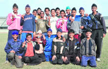 Ludhiana athletes are all smiles in Ludhiana on Monday.