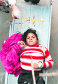 An injured passenger being shifted to Government Medical College Hospital, Jammu