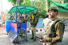 Cops on guard in Jammu.