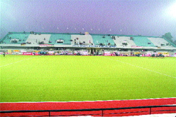 The newly laid astroturf at the Olympian Surjit Hockey Stadium in Jalandhar