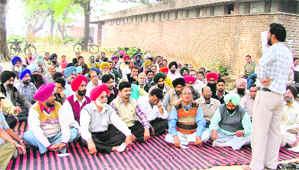 A candidate addresses a rally at Punjab Agricultural University in Ludhiana on Tuesday.