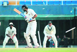 Punjabs Manpreet Gony is bowled by Absolem on Tuesday. 