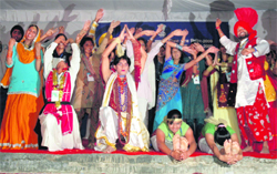 NSS volunteers perform at a cultural event during a pre-Republic Day camp organised at Government College in 