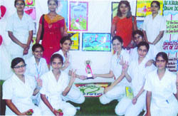 Students of the MHR DAV College of Nursing with the winners trophy.