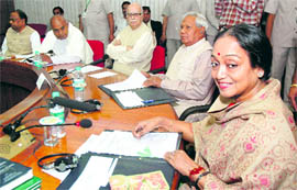 Lok Sabha Speaker Meira Kumar addresses an all-party meeting ahead of the winter session of the Parliament in New Delhi on Thursday.