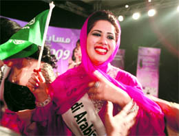 Mawadda Nour from Saudi Arabia after winning the Miss Arab World 2009 pageant in Cairo. Sixteen contestants competed for the title.