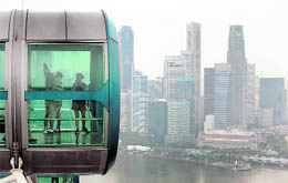 Tourists enjoy a panoramic view of Singapore city from the top of the 165-metre world's largest observation wheel on Friday. Singapore is holding the Asia-Pacific Economic Cooperation Summit between November 14 and 15.