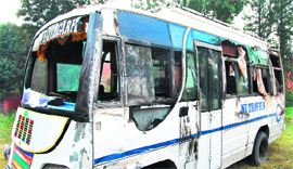 the bus that overturned at a rotary in Chandigarh on Friday.