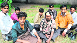 The injured involved in an accident at the Sector 39 police station.