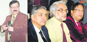 University of Hyderabad Vice-Chancellor Seyed E Hasnain; and (extreme right) Panjab University Vice-Chancellor RC Sobti at Panjab University in Chandigarh on Friday.