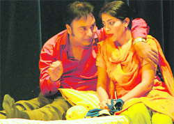 A Punjabi play Rawaitan Toan Paar being staged at the Punjab Kala Bhawan in Chandigarh on Friday.