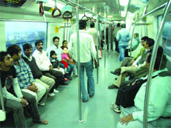 Metro witnesses fewer passengers due to the increased fares in New Delhi on Friday.
