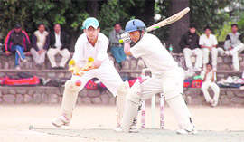 A match in progress at the Council School Cricket Tournament in Dehradun on Friday.