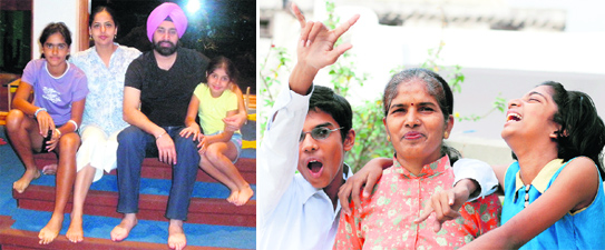 From left: The Sethi family and Sunita Kashyap with her children (New Delhi)
