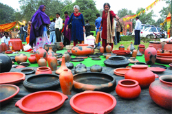 Handicrafts on display during the Dastakar 'Natural Bazaar' in New Delh.