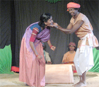 A touching scene of the play in New Delhi.