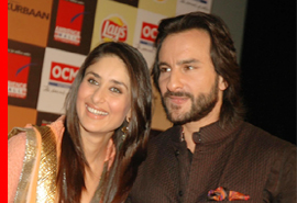 Actors Kareena Kapoor and Saif Ali Khan promote their forthcoming film Kurbaan at Ambience Mall in Gurgaon 
