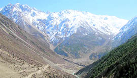 A river flows in the Niti valley of Chamoli district of Uttarakhand.