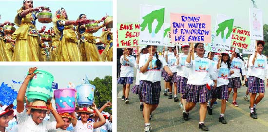 Schoolchildren participate in 'Walk for Water' rally at Rajpath in New Delhi