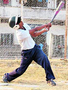 Baseball trials in progress in Dehradun on Sunday. 