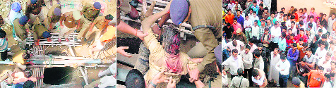 Police officials devise a plan to rescue the victim; the victim being rescued; and a crowd gathers near the bore well in Haridwar.