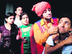 A scene from the play, Hamsafar, staged in Jammu on Sunday. 