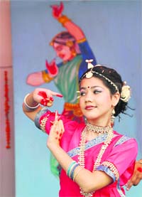 A student performs during Edu Fiesta 2009 being held at Sacred Heart Convent School in Ludhiana