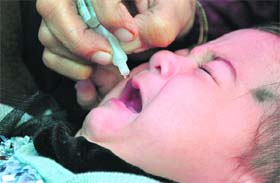 Drop of Life: Polio drops being administered to a child during a drive in Ludhiana