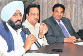 Sports director, Punjab, Pargat Singh addresses a press conference in Ludhiana