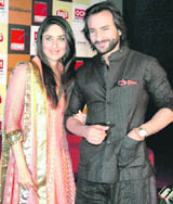 Main tere kurbaan Actors Kareena Kapoor and Saif Ali Khan at a promotional event for their upcoming movie Kurbaan in Gurgaon on Saturday.