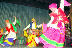 Students perform at the platinum jubilee celebrations of St Josephs Academy in Dehradun on Monday