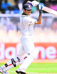 Rahul Dravid in action against Sri Lanka at the Sardar Patel Stadium in Ahmedabad