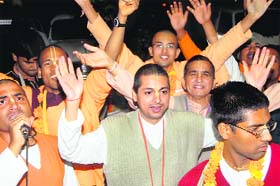 ISKCON devotees take out a Hari Nam Sankirtan procession in Chandigarh