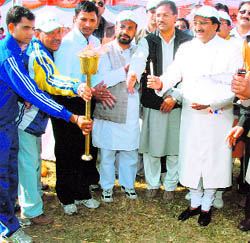 Uttarakhand Chief Minister Ramesh Pokhriyal Nishank inaugurates the State-Level Athletics Championship in Dehradun on Tuesday.