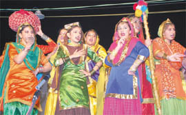 Students of Mayor World School perform gidha during their annual function in Jalandhar.