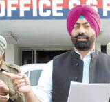 Sukhpal Singh Khaira outside the SSP office.