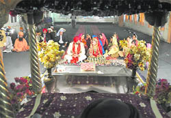 A simple wedding ceremony being solemnised at a gurdwara in Ludhiana on Tuesday.