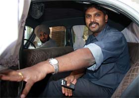 Home Secretary Ramesh Kumar Ganta leaving the Circuit House in Bathinda