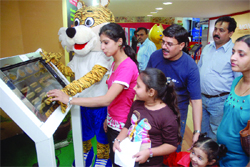 A touchscreen is demonstrated at the Delhi Pavilion during the IITF-2009 in New Delhi 
