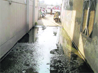 Water accumulated in one of the streets in Doraha