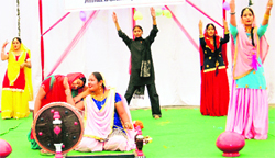 Girls perform at Guru Nanak Kanya Mahavidyalya