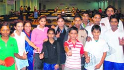 Winners of the Chandigarh State Table Tennis Tournament at Sector 23 in Chandigarh.