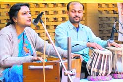 Artistes perform at a function organised by the Citizens Forum on Human Rights at Old Age Home in Sector 15, Chandigarh, on Thursday.