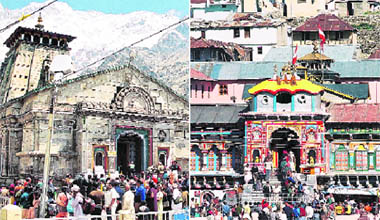 The Kedarnath temple ; (Right) The Badrinath temple