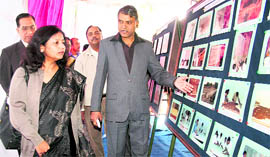 Visitors at an exhibition put up by the science division of the Archaeological Survey of India in Dehradun on Thursday.