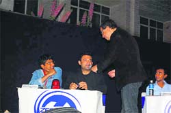 A quiz contest in progress at the management fest at IBS, Gurgaon. 