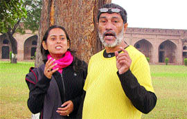 Dramatist Probir Guha (Right) and Kathak dancer Sushmita Ghosh in conversation.
