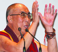 The Dalai Lama at Siri Fort Auditorium in New Delhi on Friday.