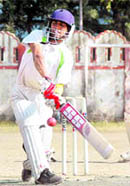 A match of the Santosh Agarwal Memorial Institutional Cricket Tournament in progress at at Pavilion Ground, Dehradun, on Friday