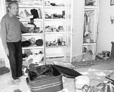 Subhash Puri at his ransacked house in Sector 21, Panchkula, on Saturday.